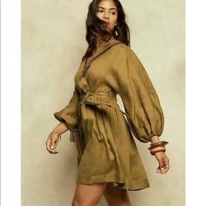 Banana Republic Balloon-Sleeve Mini Dress in Dry Mustard